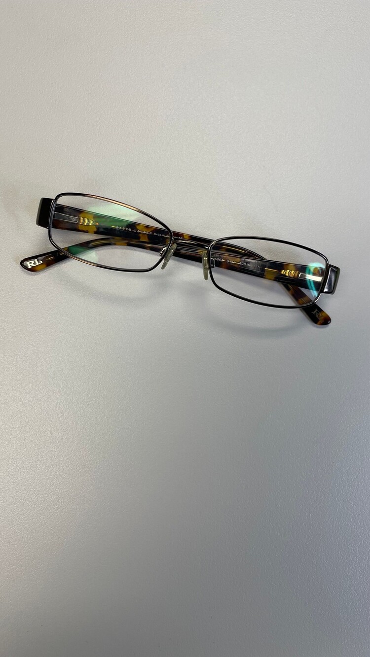 Ralph Lauren Rectangular Metal Eyeglasses Tortoise Temples Made in Italy